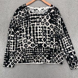 Garnet Hill Black & White Geometric Pattern Women's Sweater